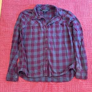 Black Diamond womens size small organic cotton checkered maroon Gray Plaid Shirt